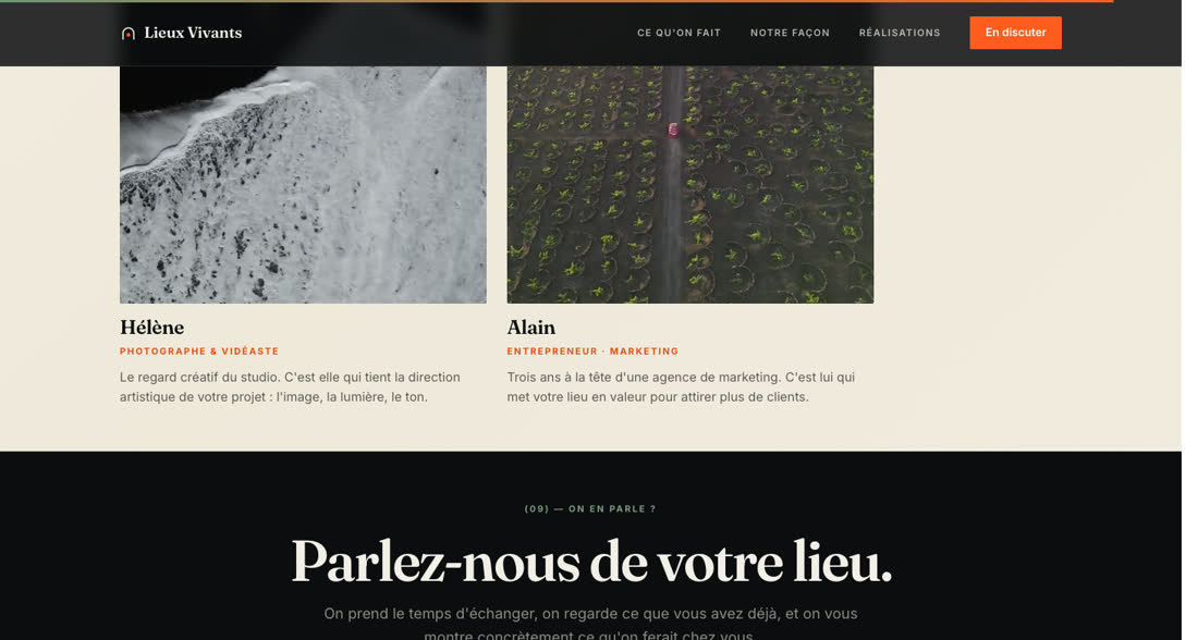 Section équipe avec les deux vignettes